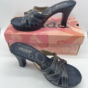 MUDD Ladies Chachi Chunky High Heels Size 9M Open Back Slide Y2K Retro Chic